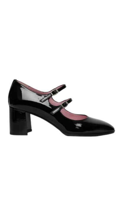 Alice in Black Patent Leather Mary Jane Pumps