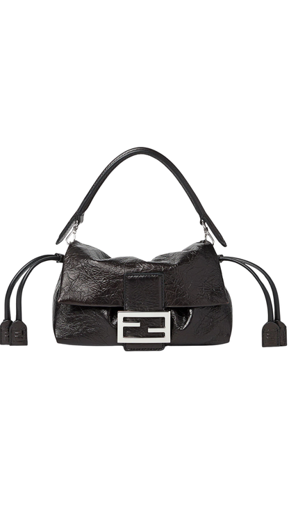 Baguette® Soft Small in Black Crackled Leather Mini-Bag