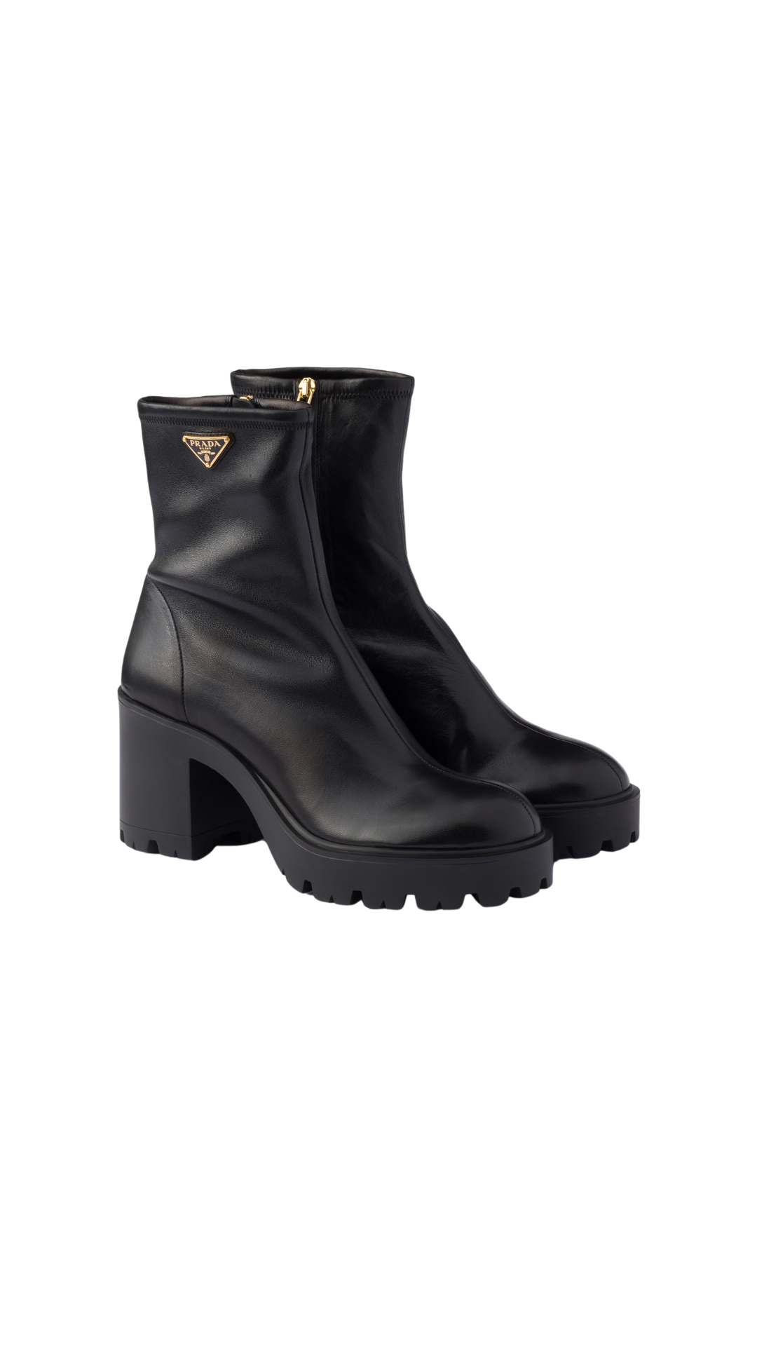 Stretch Nappa Leather Booties in Black