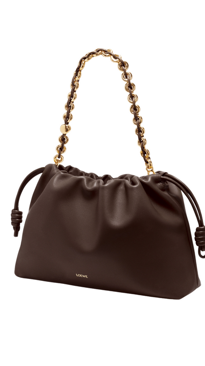 Large Flamenco Purse in Dark Chestnut Mellow Nappa Lambskin