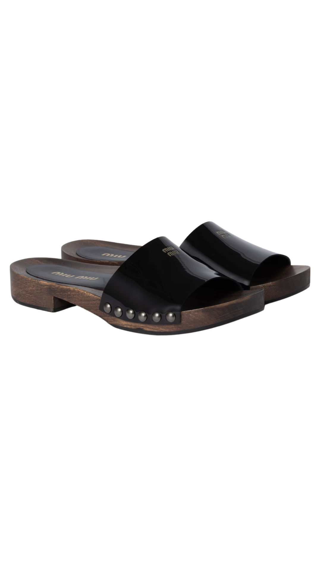 Patent Leather Clogs in Black