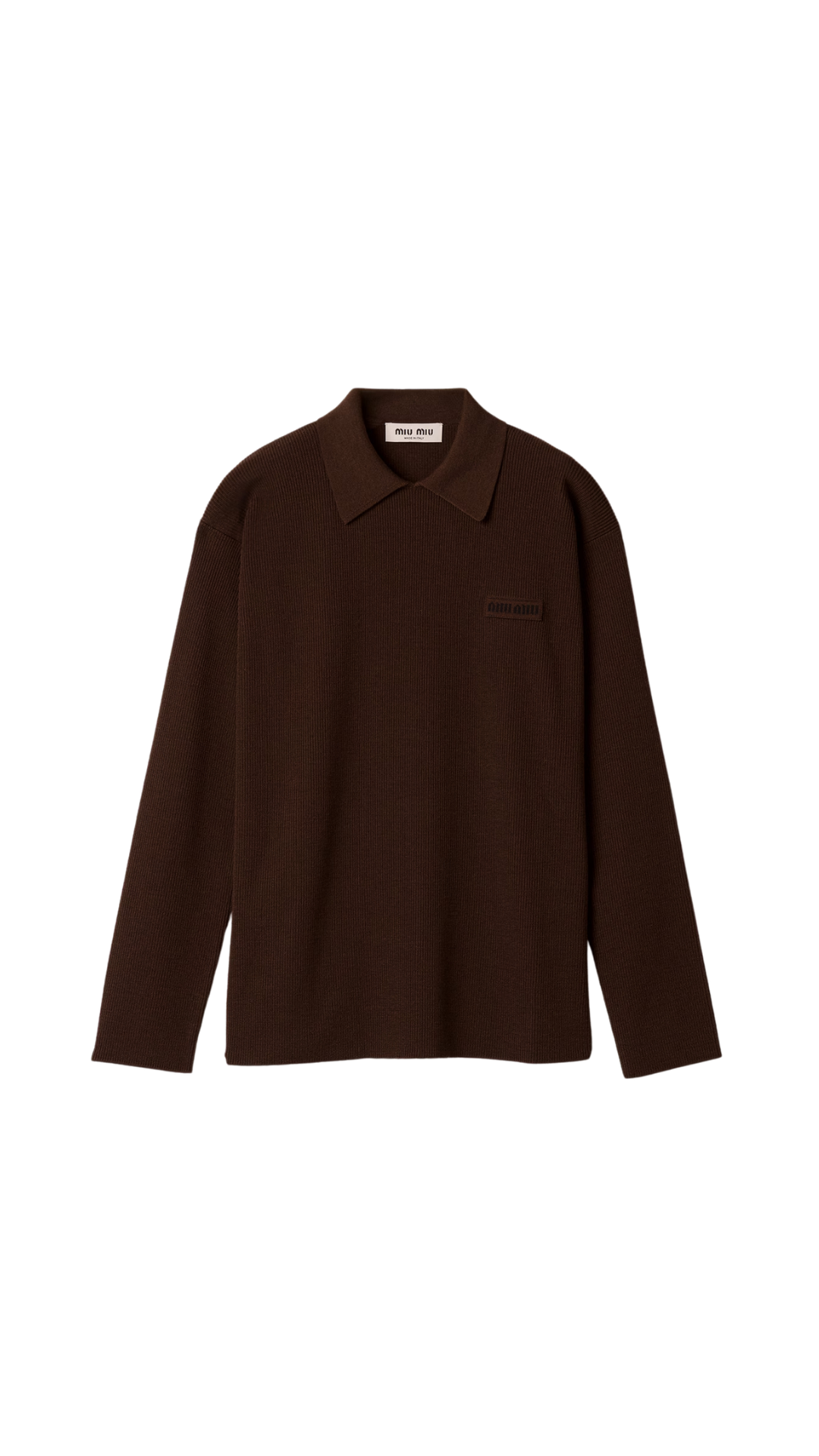 Wool Polo Sweater in Cocoa Brown