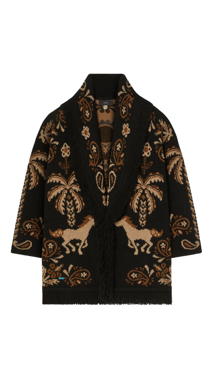 Island Roots Foulard Cardigan in Black/Camel