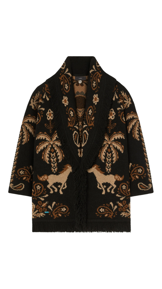 Island Roots Foulard Cardigan in Black/Camel