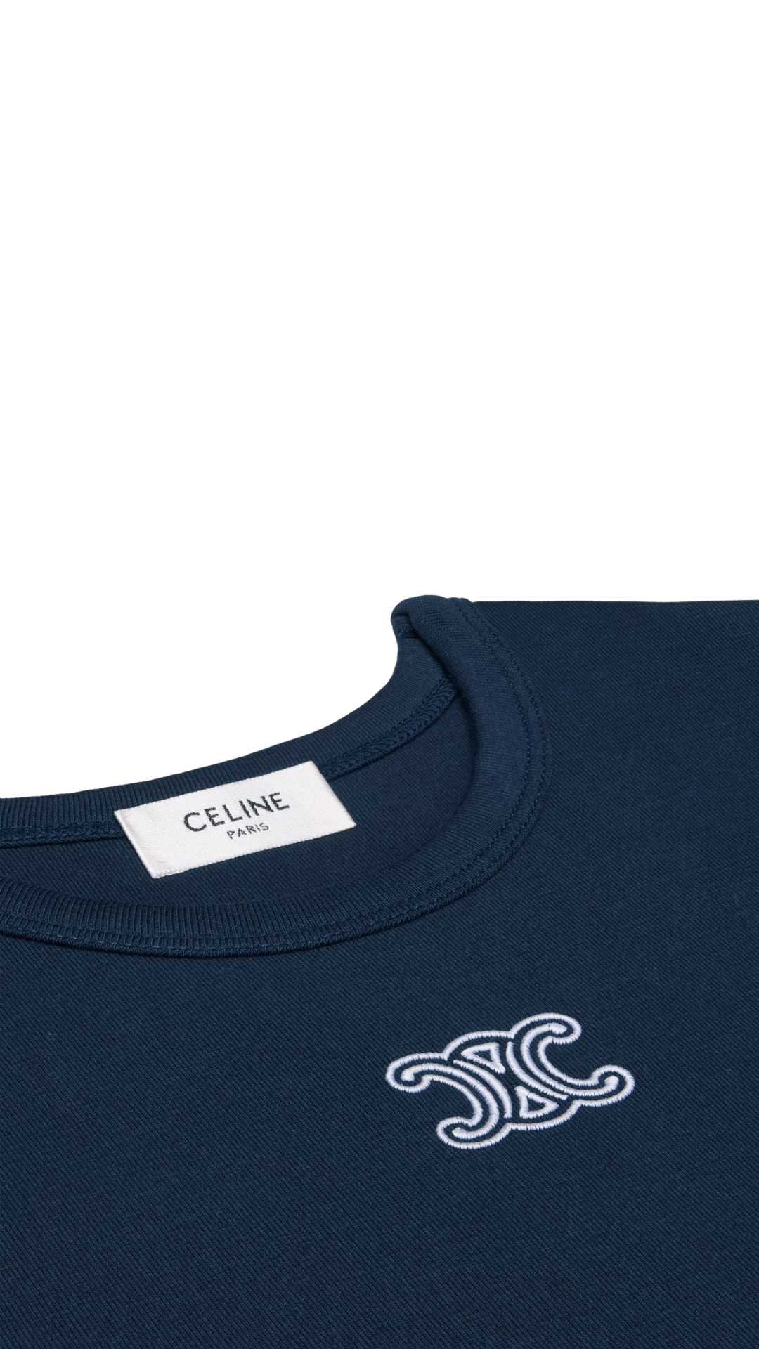 Triomphe T-Shirt In Navy/Off White Ribbed Cotton Jersey