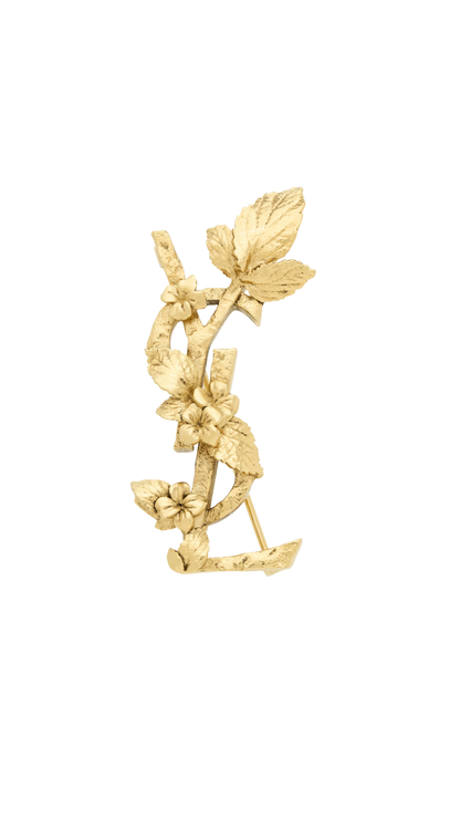 Cassandra Hydrangea Brooch in Patinated Gold Metal