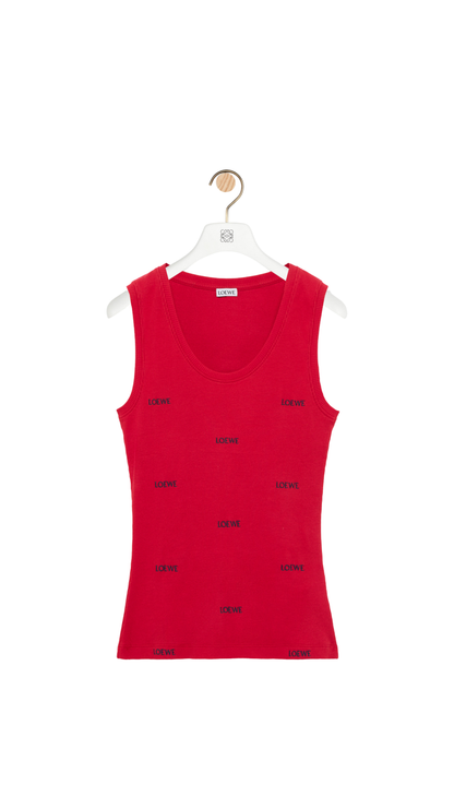 Tank Top in Red Stretch Cotton