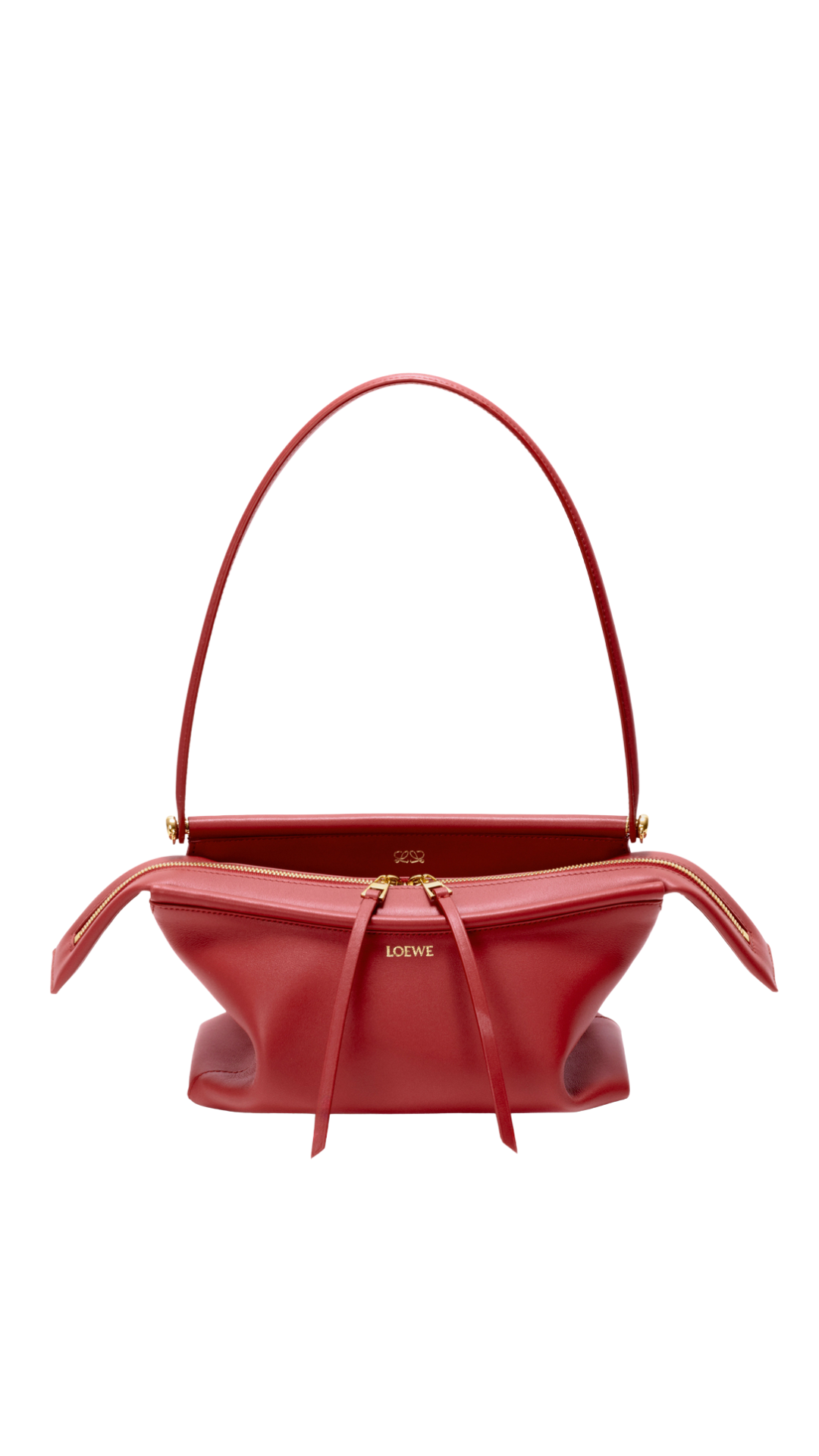 Small Whisker Bag in Carmine Red Glazed Calfskin