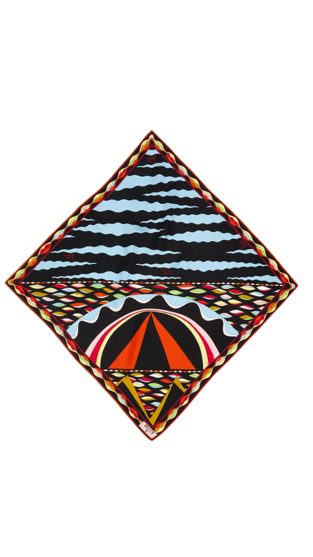 Mixed Print Silk Scarf in Multicolor
