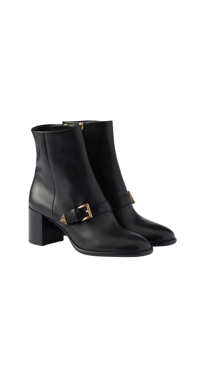 Leather Booties in Black