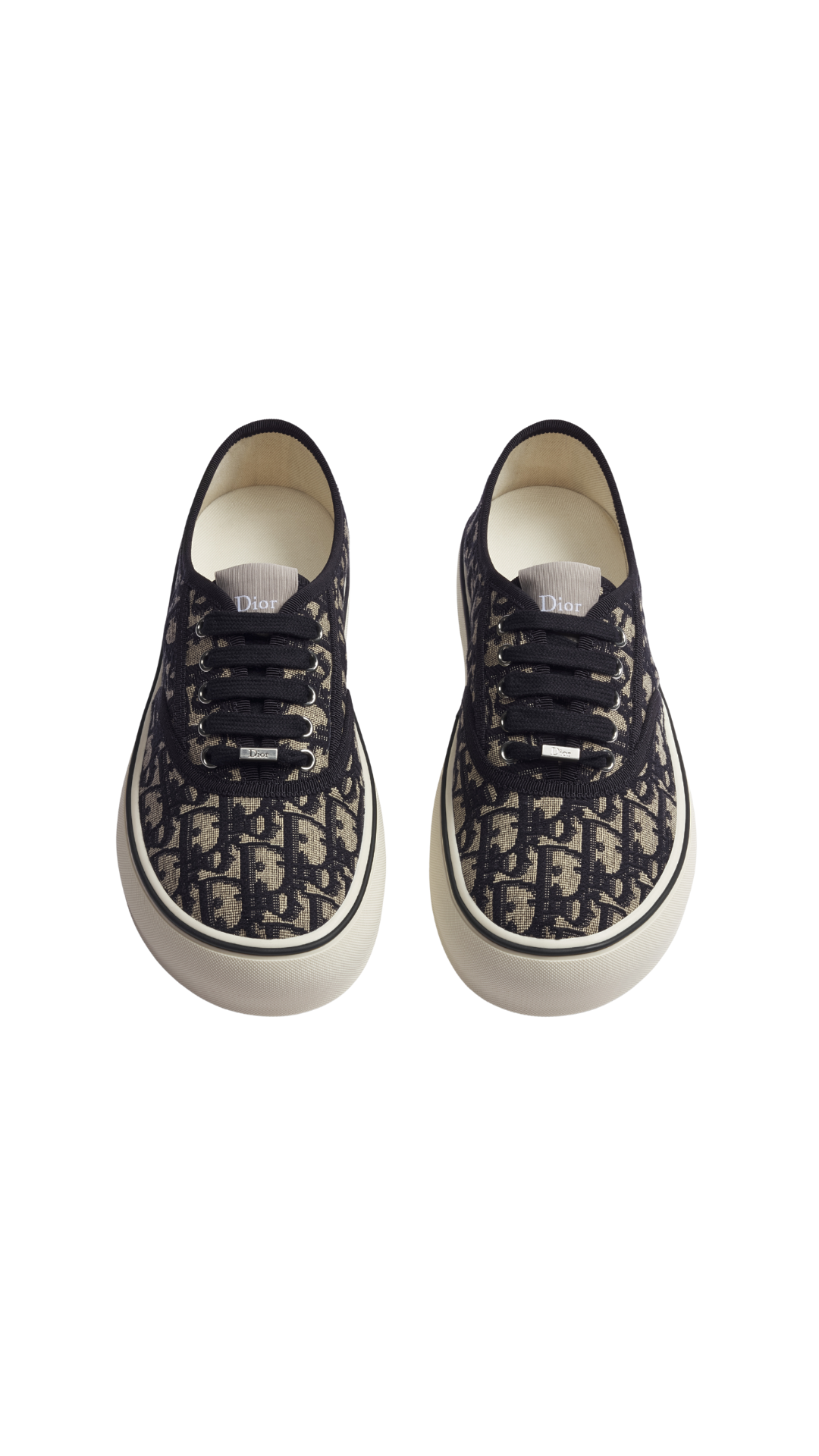 Saltwind Sneaker in Beige and Blue Dior Oblique Embroidered Cotton
