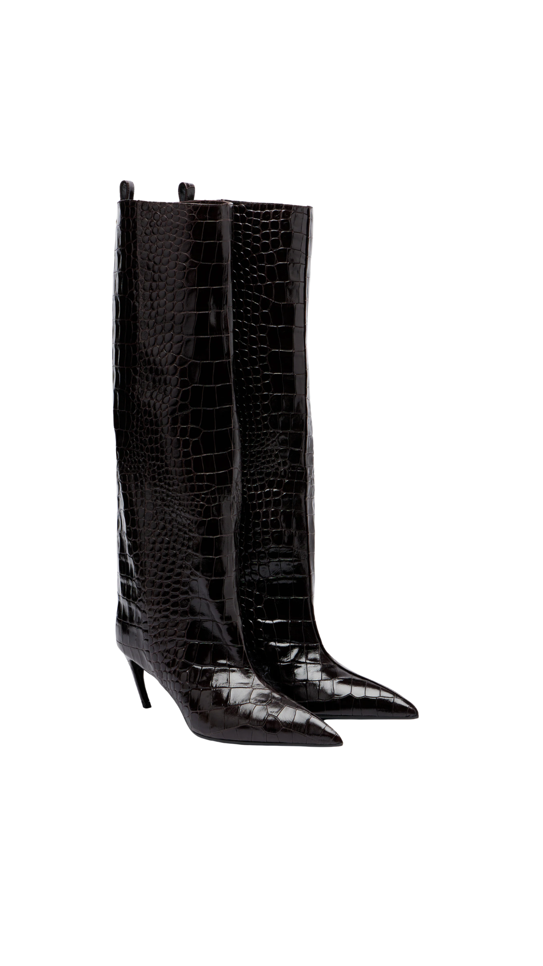 Lea Croc-Effect Leather Knee-High Boots