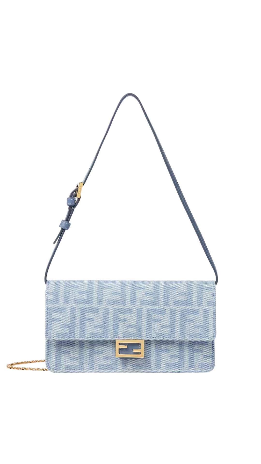 Wallet On Chain Baguette in Light Blue FF Denim Wallet
