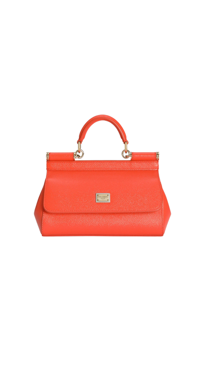 Mini Sicily Handbag in Orange Calfskin