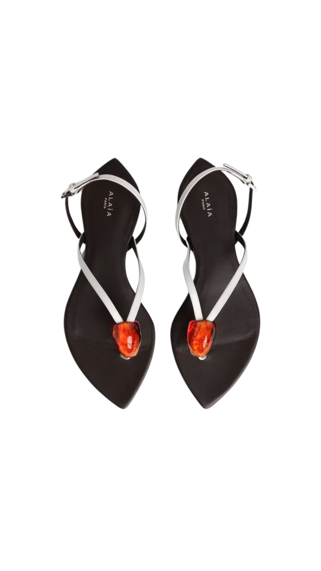 Flat Jewel Sandals in Optical White Patent Leather