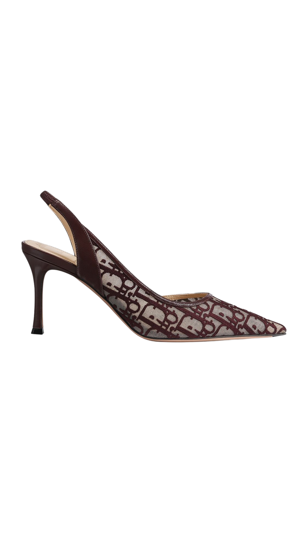 Adiorable Slingback Pump in Burgundy Dior Oblique Embroidered Mesh
