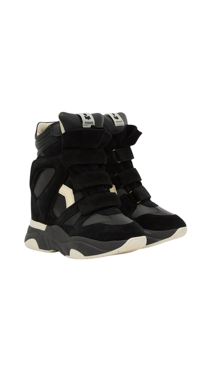 Balskee High-Top Leather Wedge Sneakers in Black