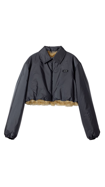 Technical Fabric and Shearling Blouson Jacket in Hematite