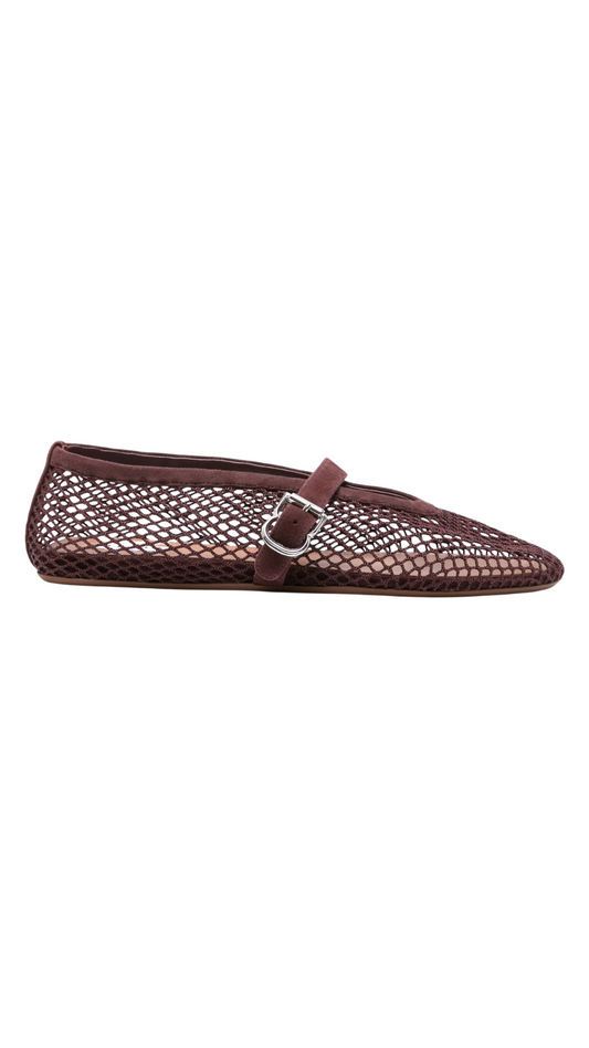 Ballet Flats in Fishnet Garnet Red