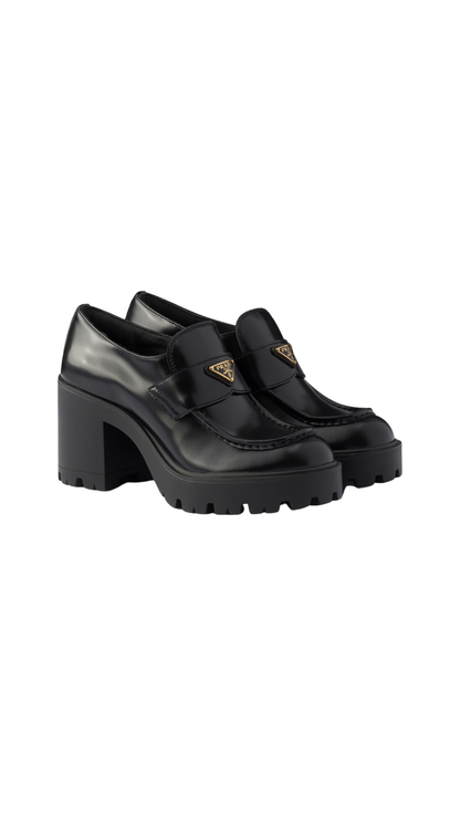 Brushed Leather Loafers in Black