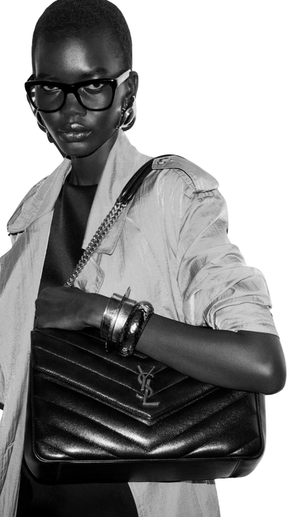 Loulou Large in Urban Grey Matelassé Lambskin