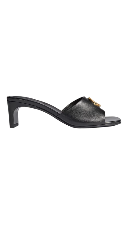 Slide Sandal with Double G in Black