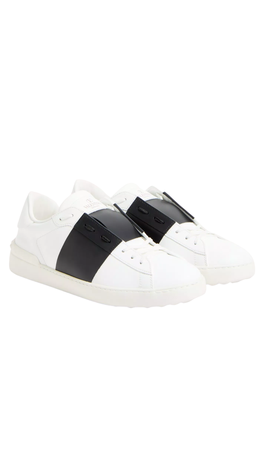Calfskin Open Sneaker in White/ Black