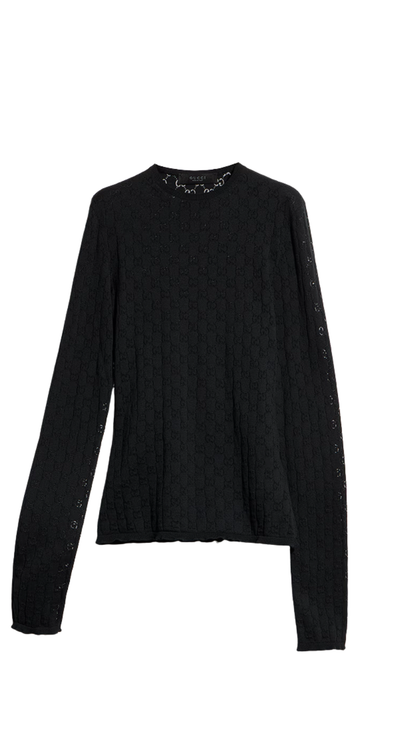 GG Cotton Devoré T-shirt in Black GG Cotton Devoré