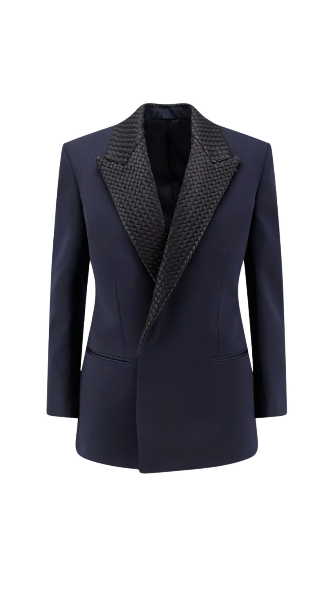 Wool Blazer with Intrecciato Detail in Blue