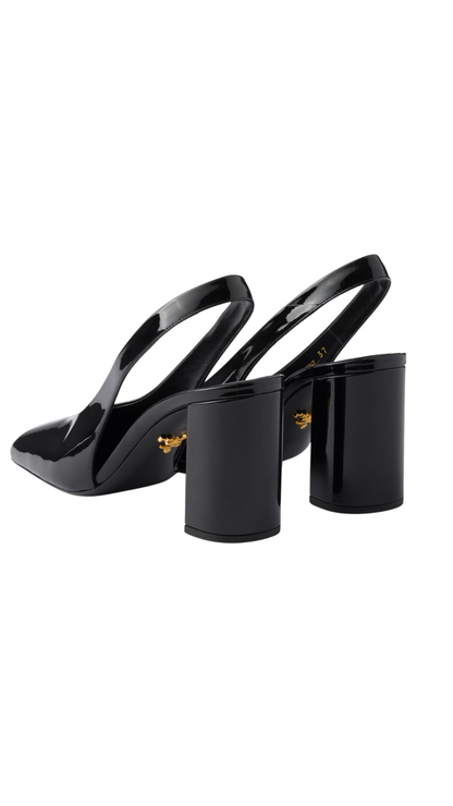 Patent Leather Slingback Pumps in Black