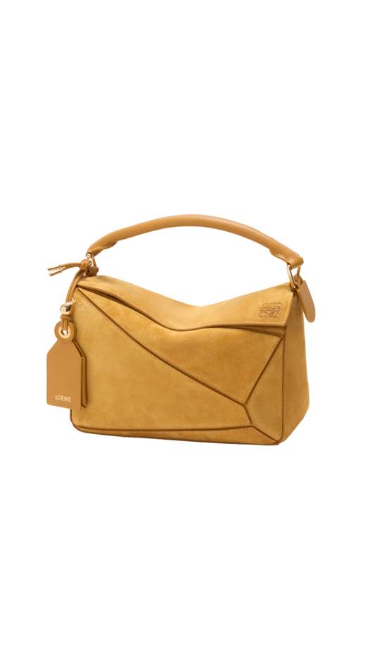 Small Featherlight Puzzle Bag in Ochre Suede