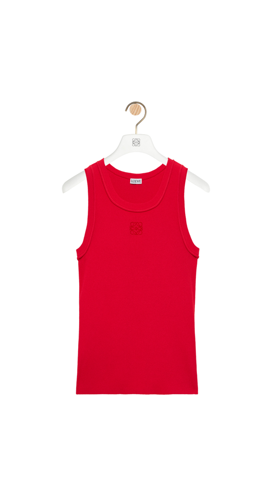 Anagram Tank Top in Red Stretch Viscose