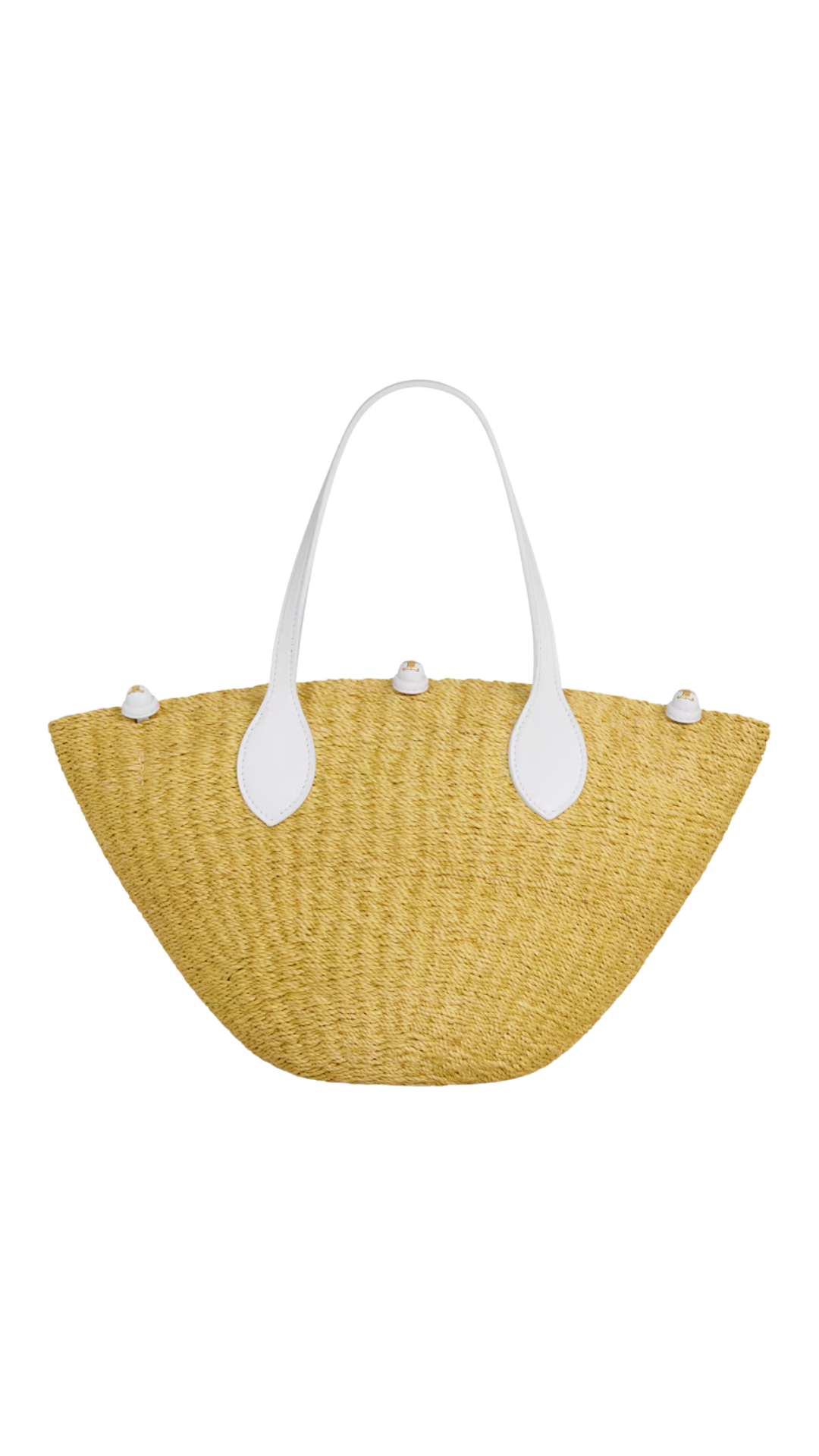 Small Triomphe Beads Basket in Natural/White