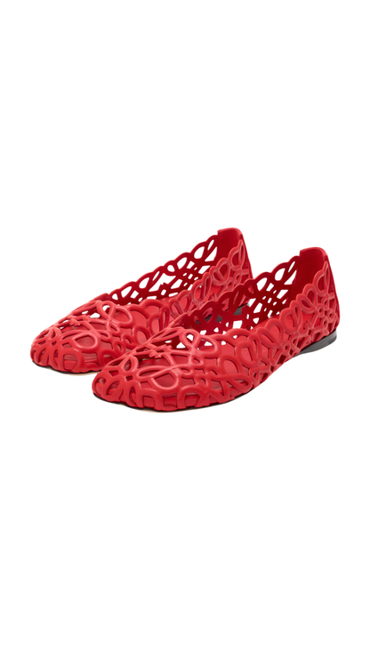 Petal Anagram Ballerina in Red Lambskin