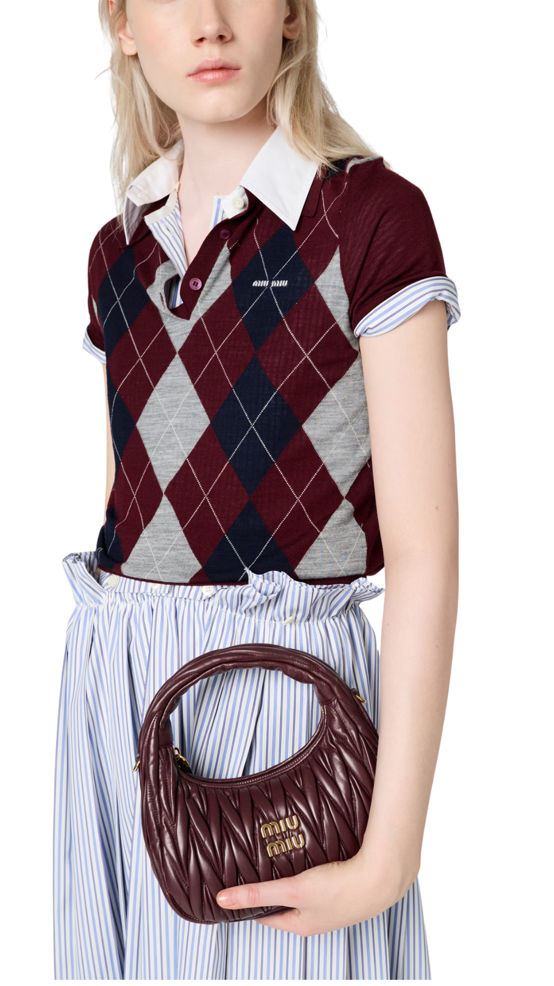 Wander Matelassé Nappa Leather Hobo Bag in Burgundy