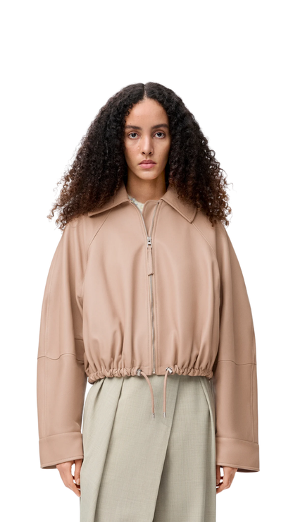 Balloon Jacket in Beige Nappa Lambskin