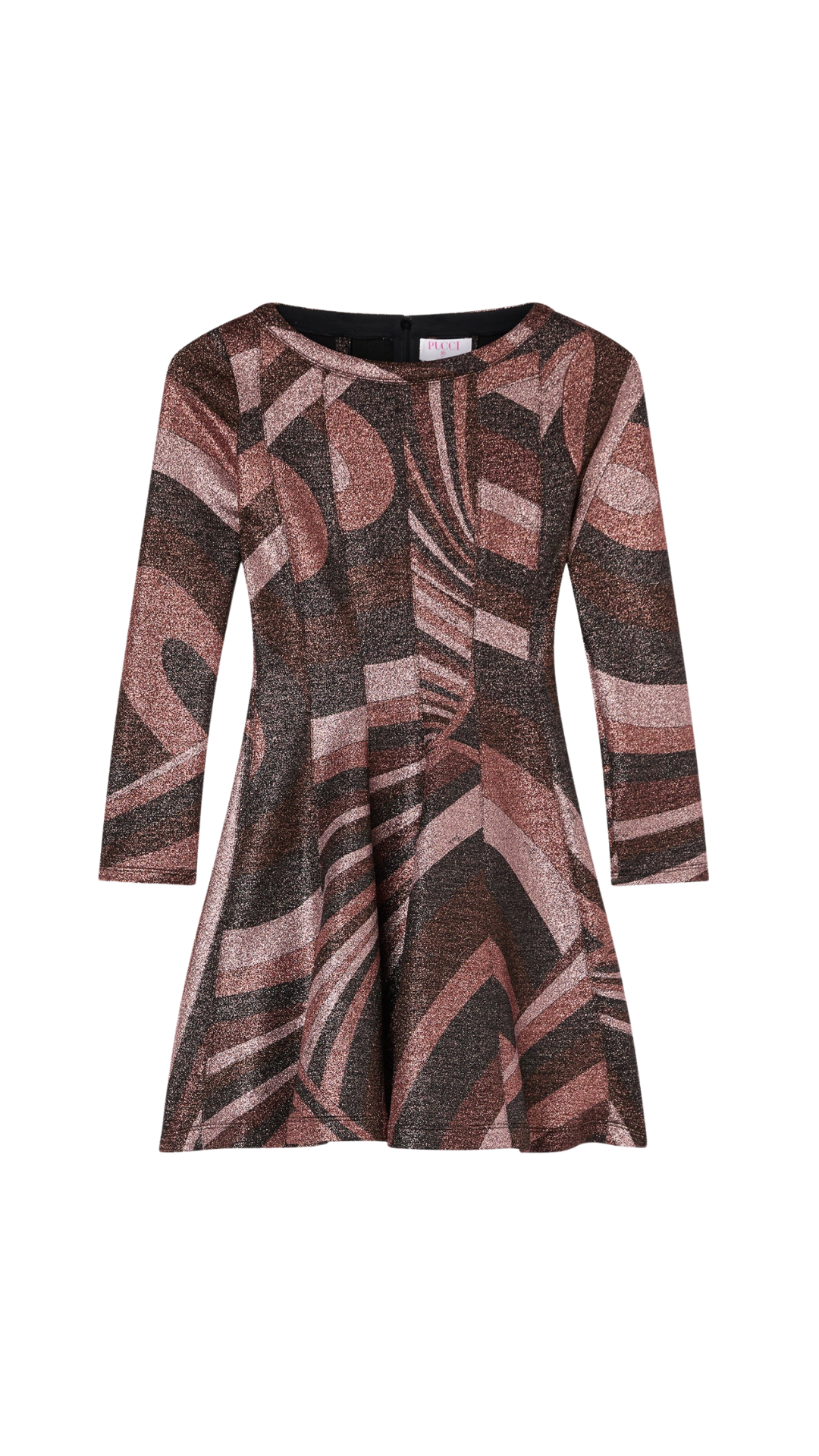 Iride Print Lurex Jersey Dress in Brown and Pink
