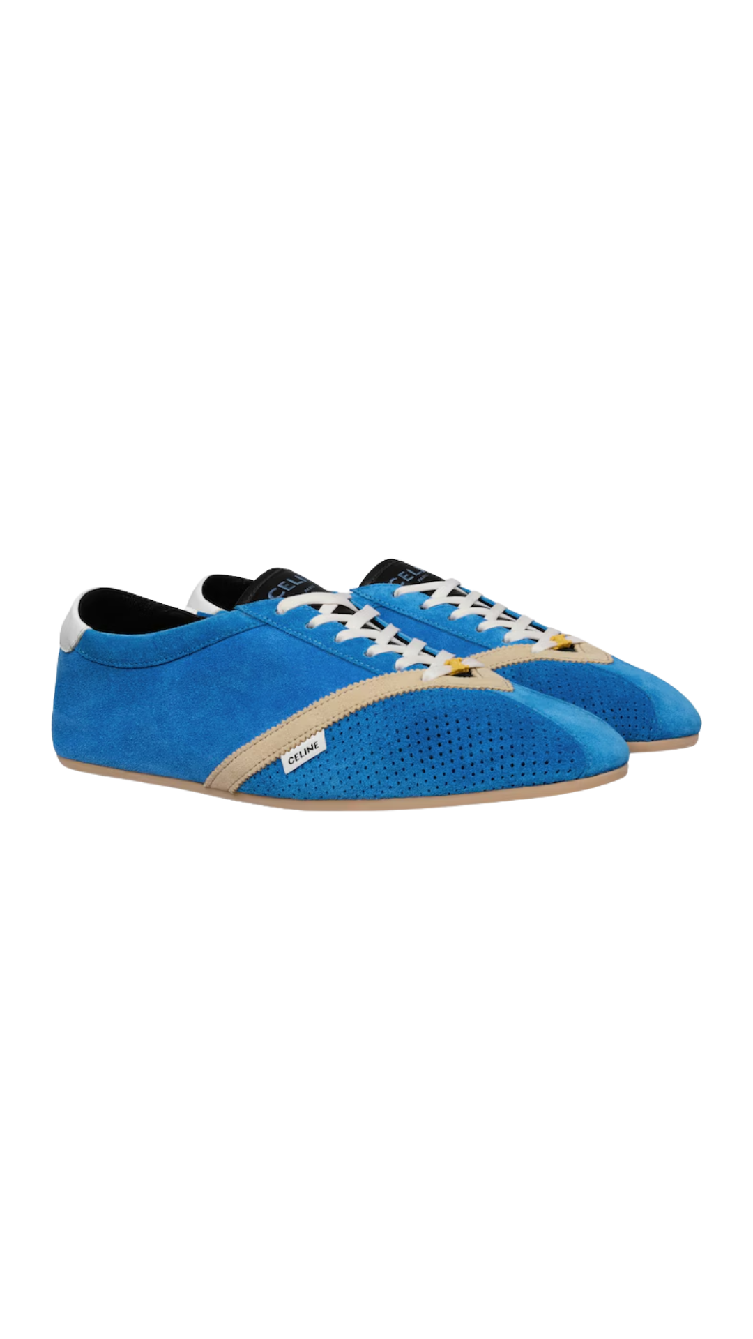 The Flat Sneaker in Blue/Ecru/White Suede Calfskin and Lambskin (Copia)