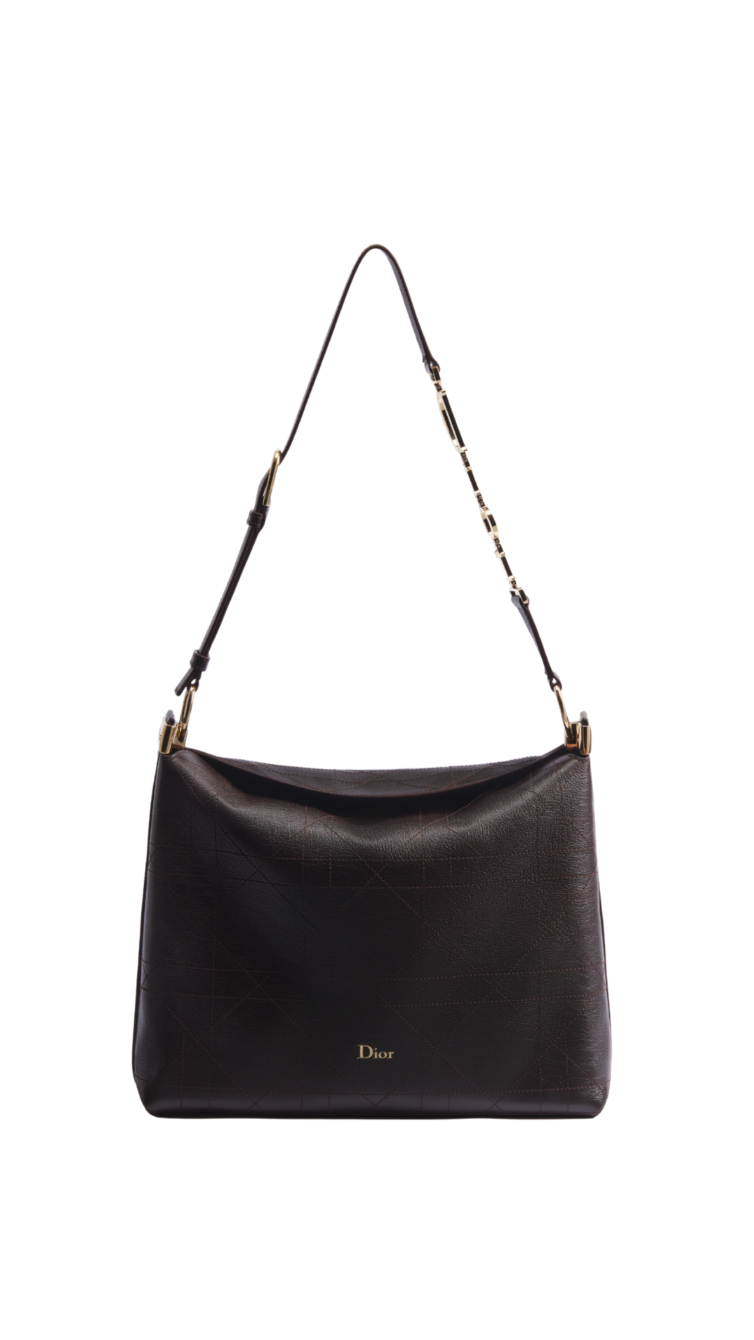 Medium Diorly Bag in Brown Flat Cannage Calfskin