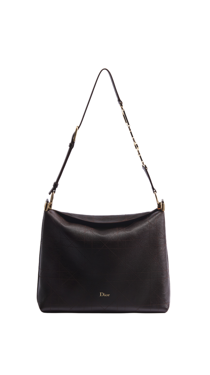 Medium Diorly Bag in Brown Flat Cannage Calfskin