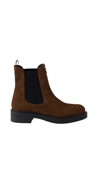 Chocolate Suede Ankle Boots in Dark Brown