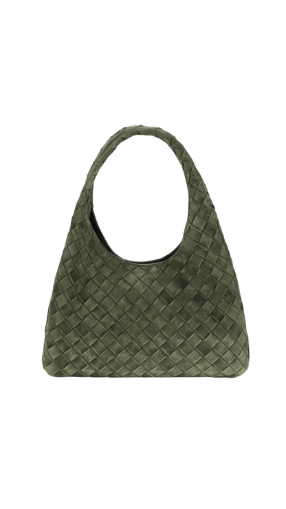 Small Campana Shoulder Bag in Green Suede