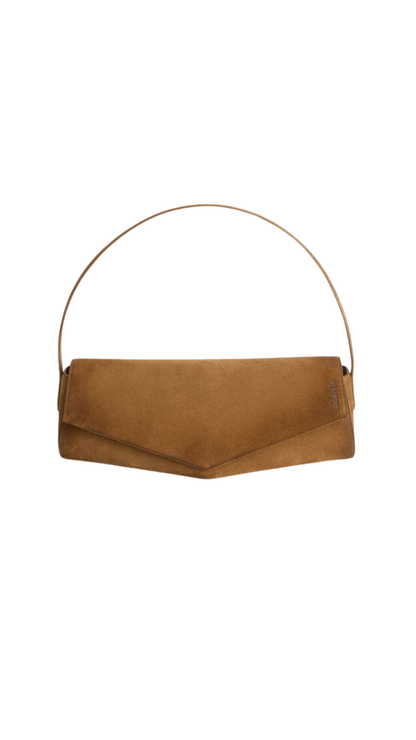 Kante Flap Shoulder in walnut Suede Shoulder Bag