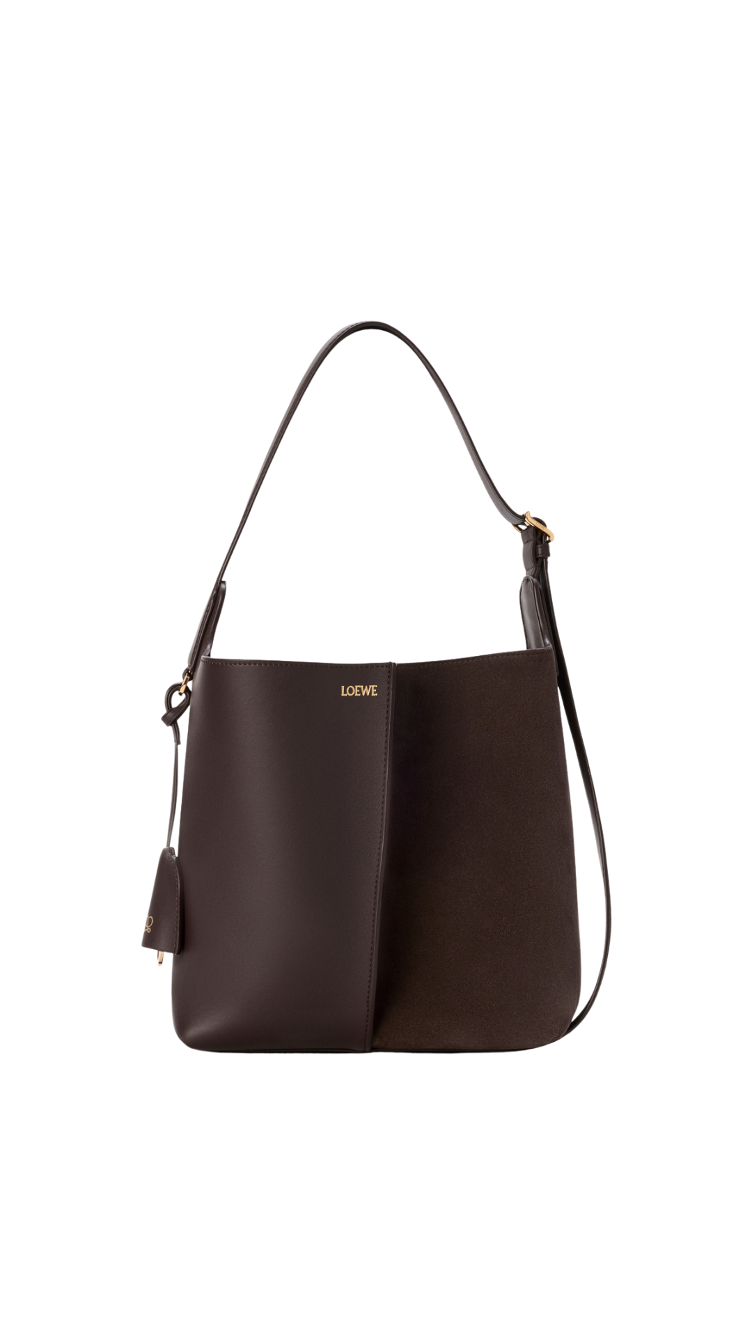Medium Bilbao bucket in Dark Chestnut Soft Calfskin and Suede