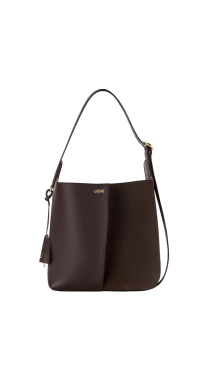 Medium Bilbao bucket in Dark Chestnut Soft Calfskin and Suede