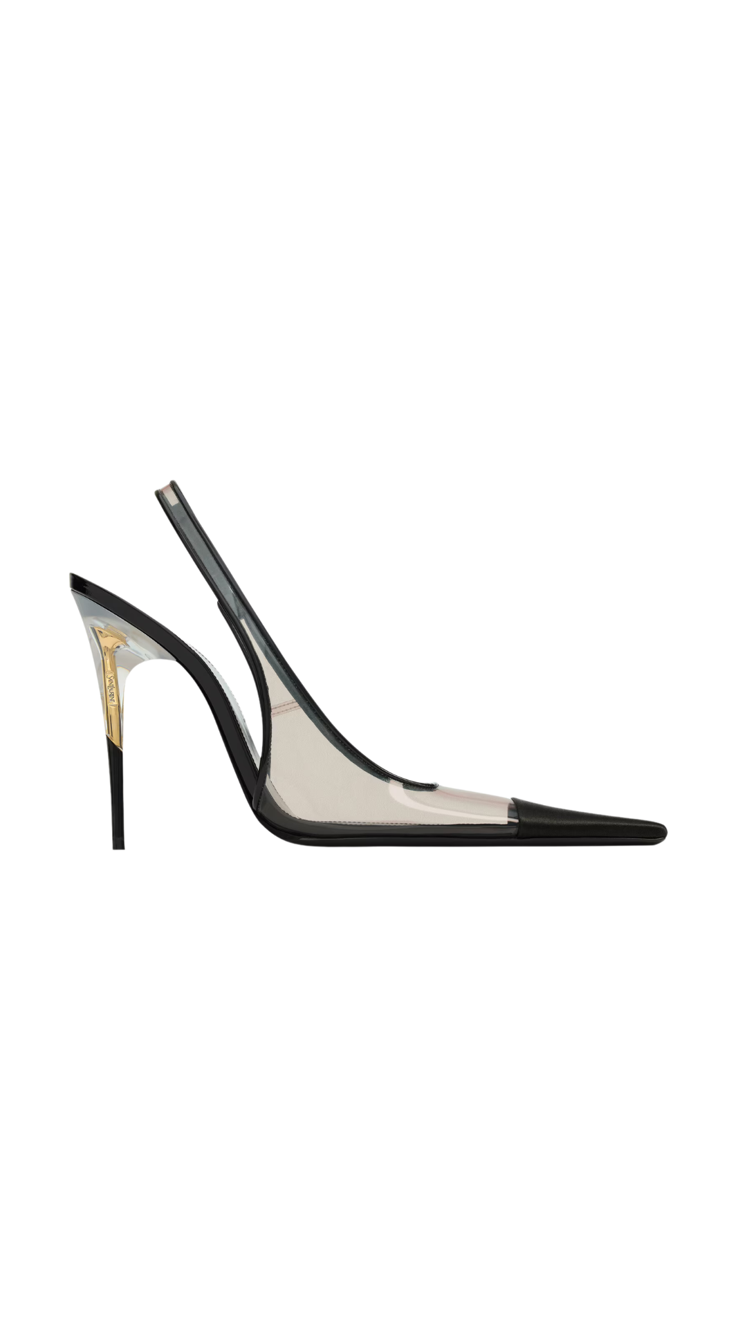 Romy Slingback Pumps in Ivory & Black TPU, Satin, and Patent Leather