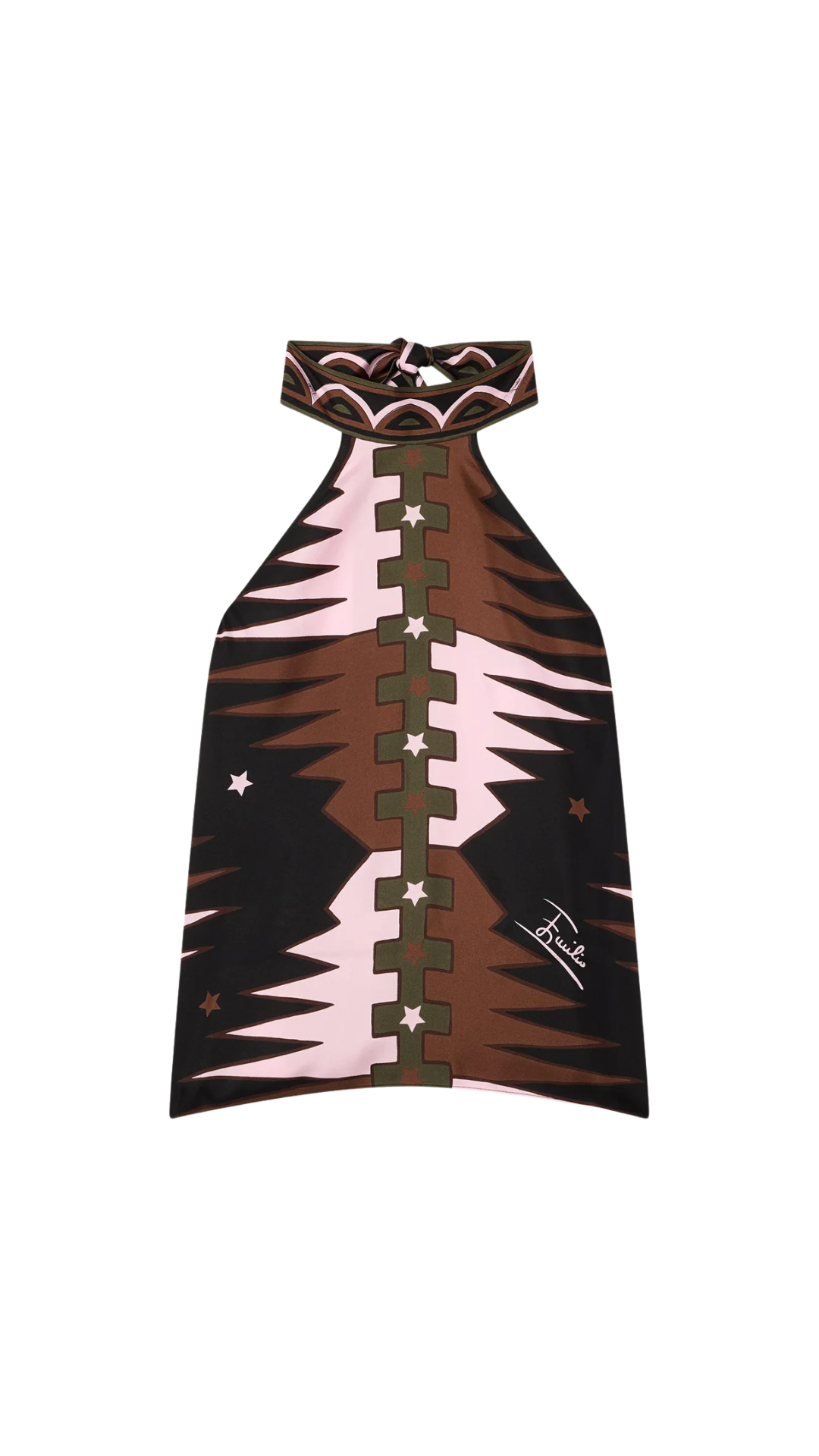 Valdimontone Print Halter Top in Khaki and Pink