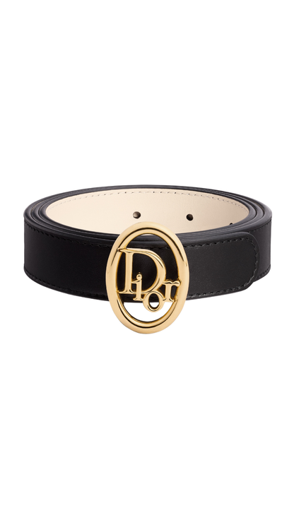 Reversible Dior Oblique Belt in Black and Craie Smooth Calfskin