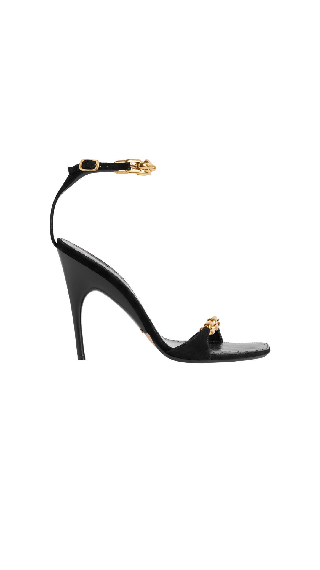 Duchesse Sandal suede Goatskin with Gold Chains in Black