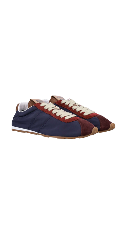 Plume Technical Fabric and Suede Sneakers in Navy